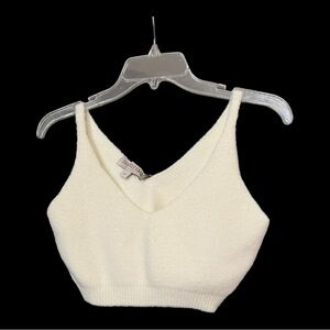 Snuggle Sac Casual Cozy White Cropped Tank Top Size M